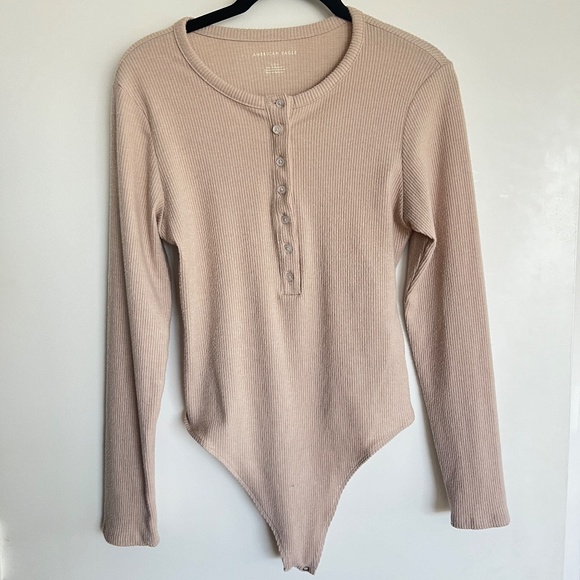 American Eagle Long-Sleeve Henley Bodysuit - Size L - Picture 3 of 7